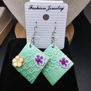 Green and Purple Fashion Jewelry Earrings